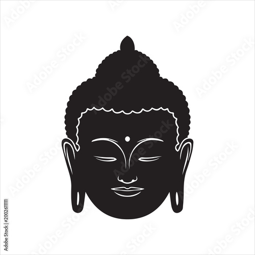 Buddha Meditation Zen Spiritual Icon on white background or silhouette vector 