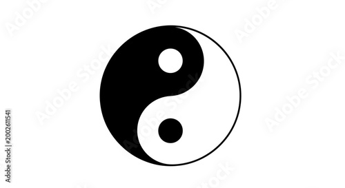 Classic Yin Yang symbol representing harmony and balance. Black and white icon of ancient Chinese philosophy and opposing forces.