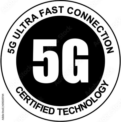 Premium White 5G High Speed Network Badge Vector Icon