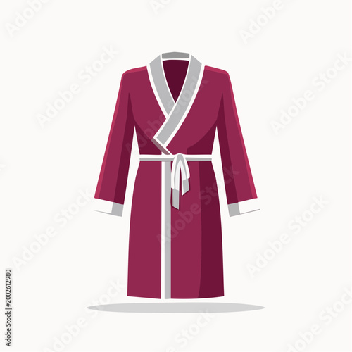 Maroon Bathrobe with Grey Trim and Belt