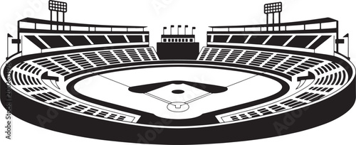 Bilde på lerret Baseball stadium illustration with field and grandstands, sports arena concept i