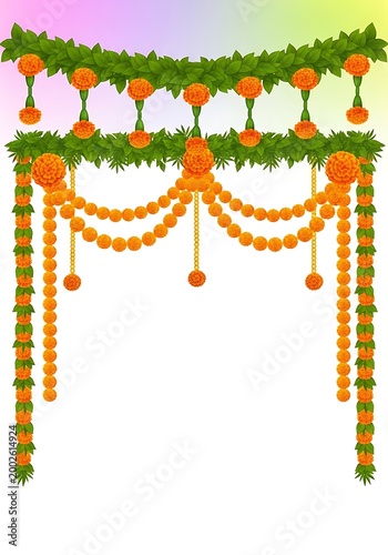 vibrant orange marigold garland decoration for festive indian celebrations and weddings