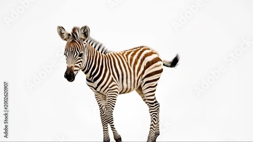 Zebra isolated on white background, black and white striped wild animal from savanna wildlife zoo illustration