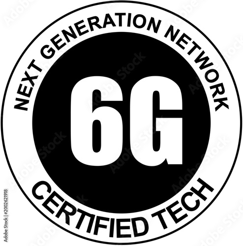 Next Generation 6G Ultra High Speed Network Connection Badge Vector