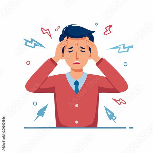 Man with Headache and Stress