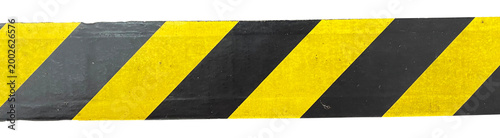 Quadro su tela Grunge dirty under construction sign, black and yellow strips sign on floor