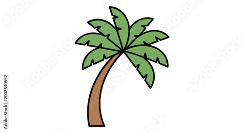Simple palm tree illustration tropical plant icon for summer vacation and travel design isolated on white