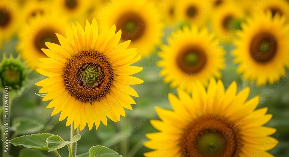 Fototapeta premium Sun-kissed Blooming Sunflower Close-up