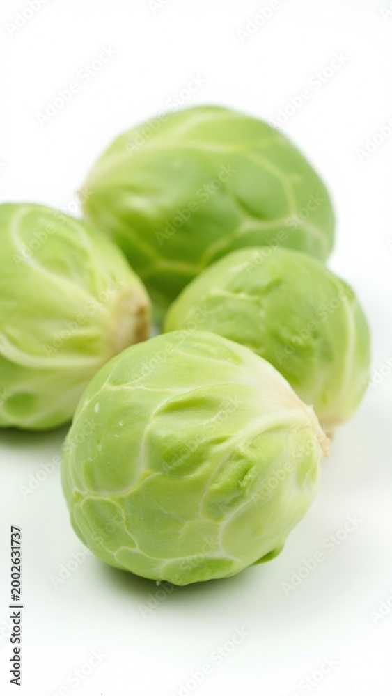 Fototapeta premium Vibrant green Brussels sprouts on white plate.