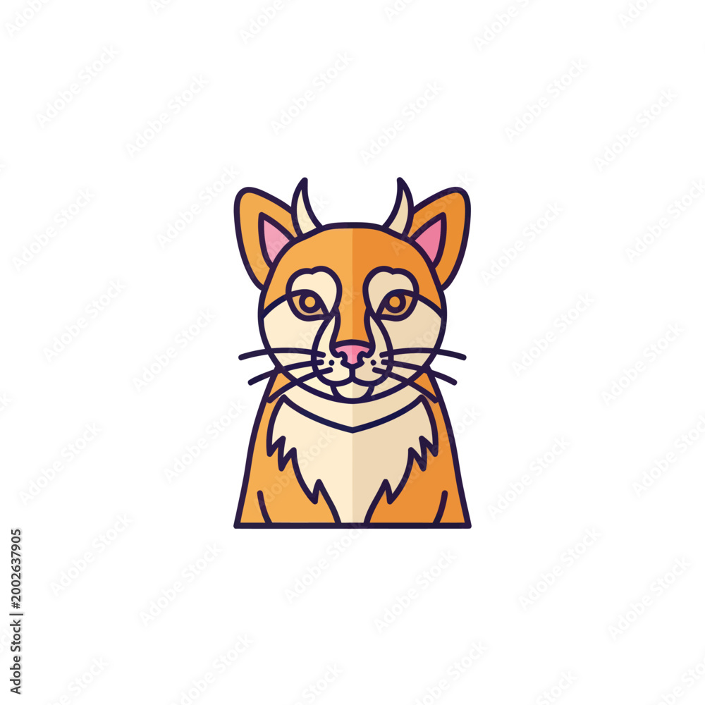 Fototapeta premium Cartoon Orange Cat Face Closeup.