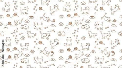 Photos Whimsical hand-drawn animal doodle pattern with cute creatures and playful motifs