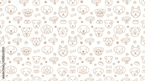 Seamless pattern of cute hand-drawn animal faces including pigs and friends.