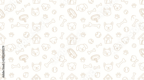 Soft Beige Repeating Icon Pattern Texture for Backgrounds and Design Elements.