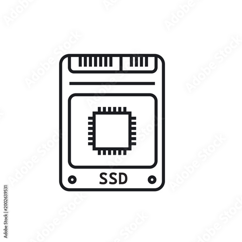 black line vector SSD SATA or Solid State Drive Serial Advanced Technology Attachment  illustration element design