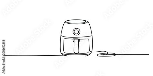 Air fryer kitchen appliance continuous line drawing