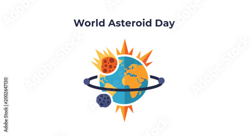 World asteroid day vector graphic illustration celebrating a potential impact event on earth