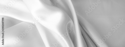 Black and white fabric background. Wrinkled cloth texture