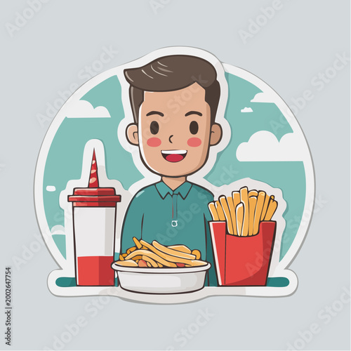 Foto Happy Boy with Fast Food