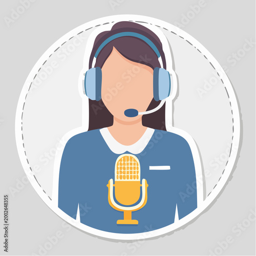 Illustration of a person with headphones and microphone