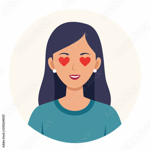 Woman with heart eyes expressing love or infatuation
