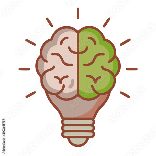 Brain inside light bulb symbolizing ideas and creativity  