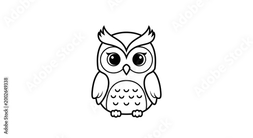 Cute cartoon owl looking ahead.