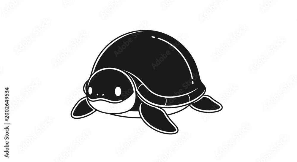 Fototapeta premium Black and white turtle illustration.