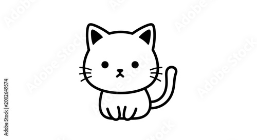 Fotografie Cute Cartoon Cat Face Closeup.