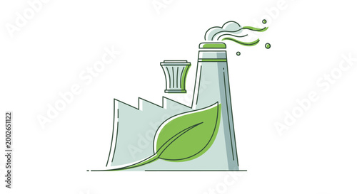 Eco friendly factory with leaf.