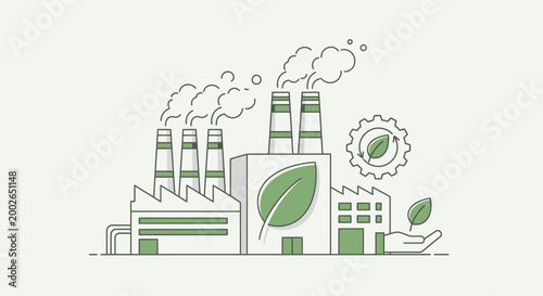 Eco friendly factory with green leaf.