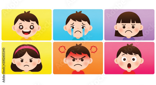 set of funny cartoon faces