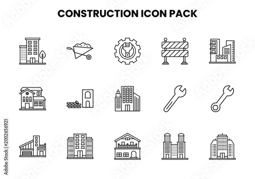 Construction Line Design Icons Pack