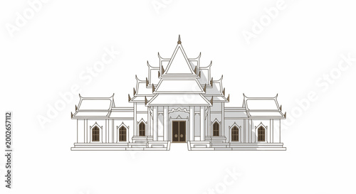 Traditional Thai Temple Architecture Exterior Illustration