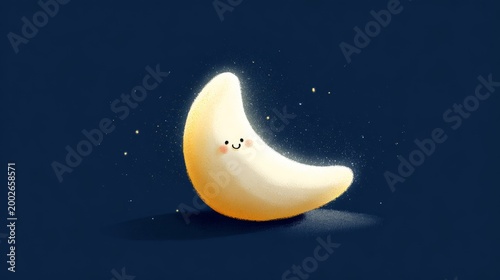 Cute smiling crescent moon character