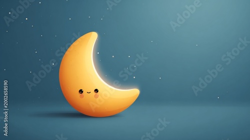 Cute smiling crescent moon character