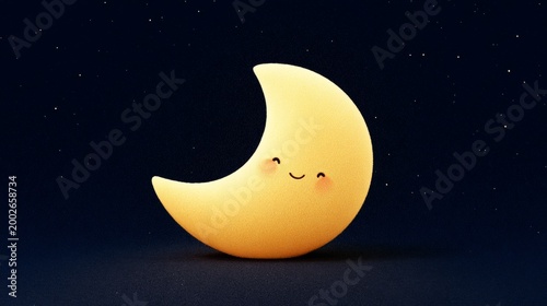 Cute smiling crescent moon character