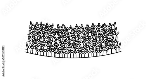 People standing in a dense crowd.