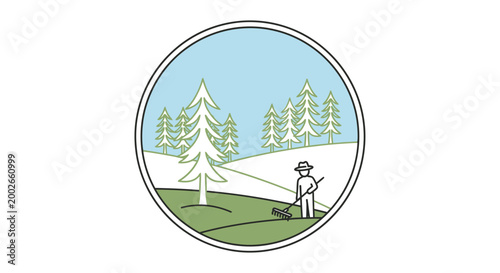Man Mowing Lawn With Mower.