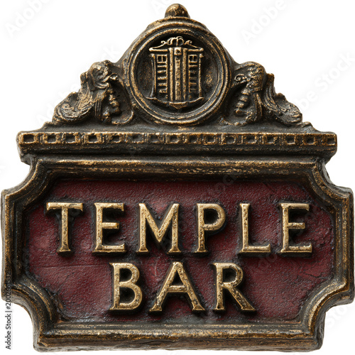 Close Up of Temple Bar Irish Pub Sign: A Professional Image Showing Iconic Pub Sign in Dublin