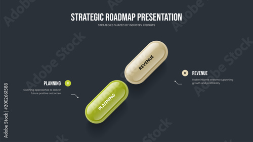 Creative Forecast 2 Element Infographic Frame Layout. Project Performance Two Option Diagram Slide Template. Investor Portfolio Presentation Design Vector Illustration.