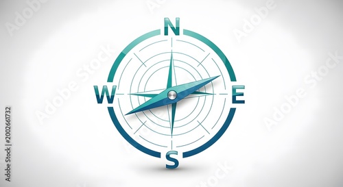 Colorful Compass Rose with North East South West