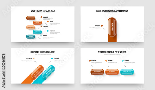 Consulting Innovation Five One Two Three Element Infographic Slide Design Vector Illustration Bundle. Company Strategy 5 1 2 3 Option Diagram Slideshow Layout Collection.