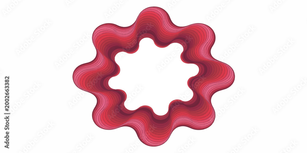 Fototapeta premium Red paint splash isolated on white background with abstract heart shaped design element