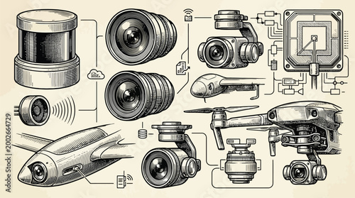Collection of Vintage Cameras and Lenses.