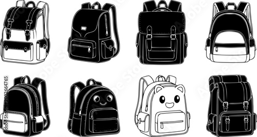 backpack vector illustration, School backpack icon set, School backpack cartoon isolated, Backpack fashion flat , Backpack fashion flat
