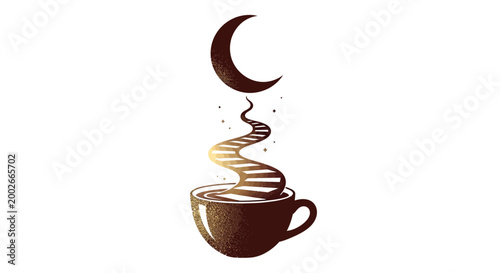 Bild auf Leinwand Coffee dream path to the moon, a journey of dreams and aspirations