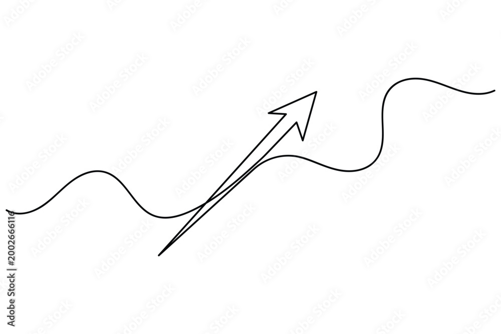 Obraz premium Growth arrow zigzag continuous one line art for business progress concept