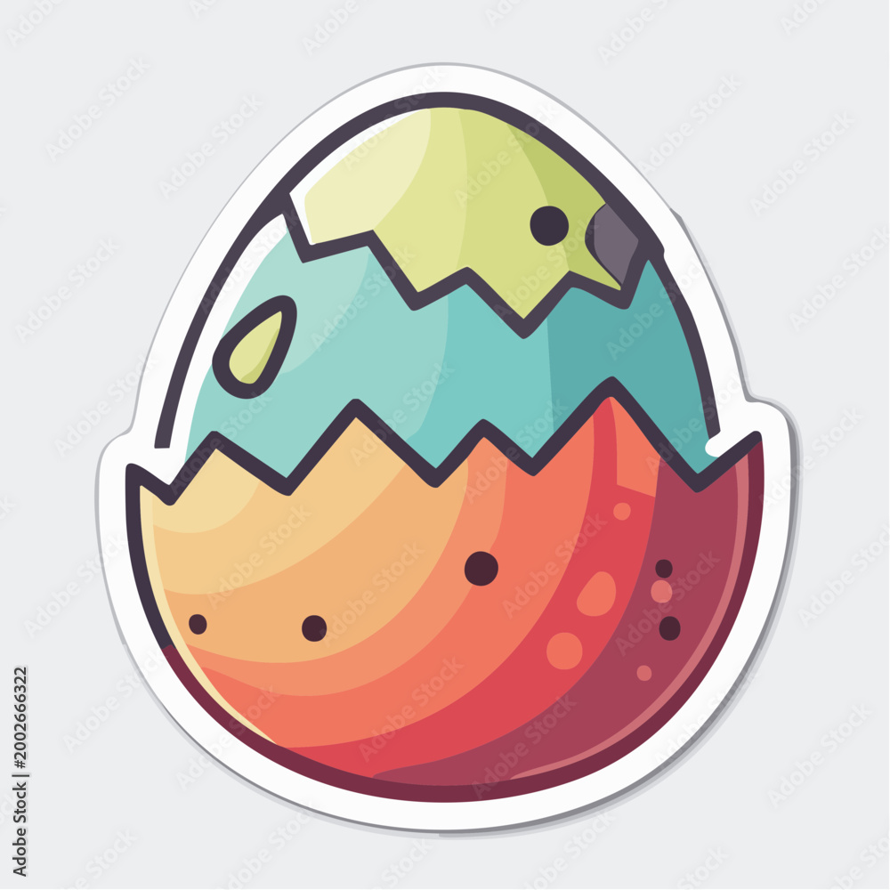 Obraz premium Cute Cracked Easter Egg Illustration