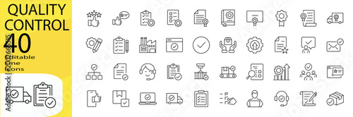 Quality Control icon set. Editable stroke.