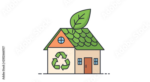 Konstfotografi Eco Friendly House with Green Roof.
